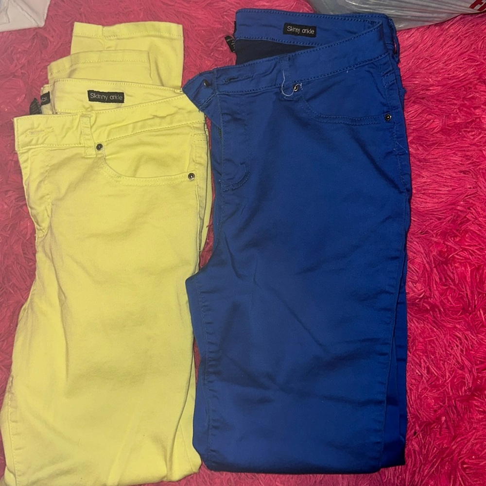 Lime green and blue Needle&Cloth pants